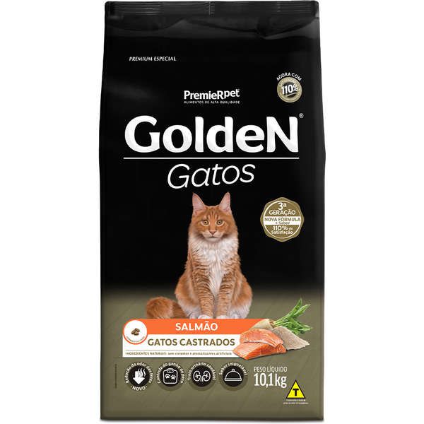 Ração Golden Gatos Castrados Salmão 10,1 kg Premium Especial