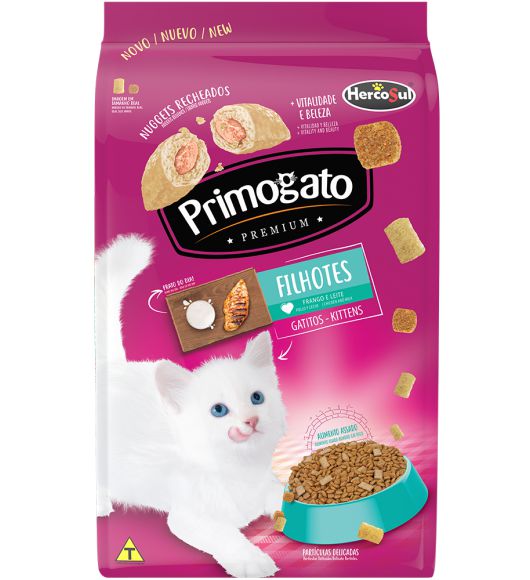Ração Hercosul Primogato Filhotes Sabor Frango e Leite Com Nuggets - Premium