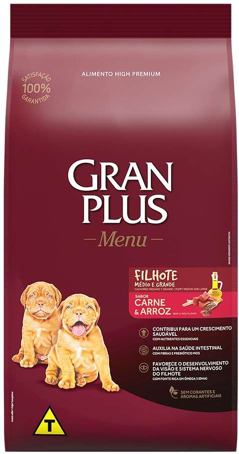 Ração Granplus Menu Filhote Sabor Carne e Arroz -  Premium Especial