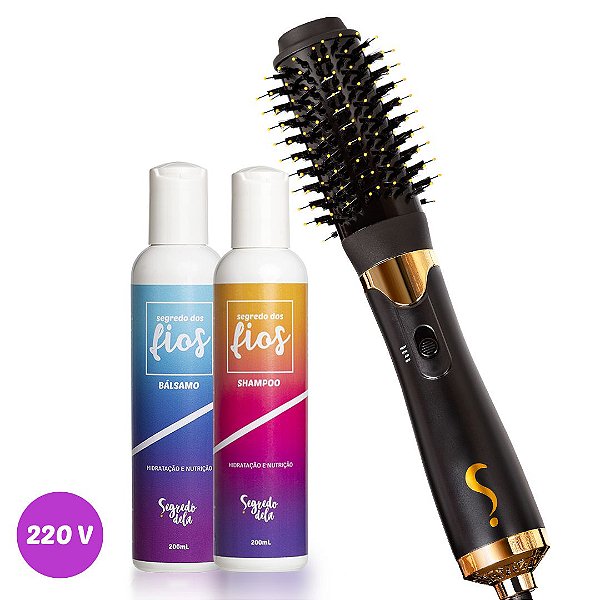 Kit Escova Secadora Modeladora Lara 220V + Shampoo + Bálsamo