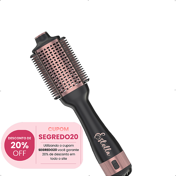 Escova Secadora + Pente Alisador Estella Modela e Alisa - Segredo Dela