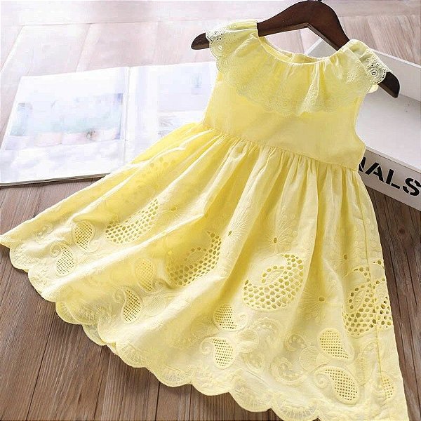 Vestido Infantil de Lese Amarelo - Roupa Infantil|Lemelon Moda Infantil e  Bebê