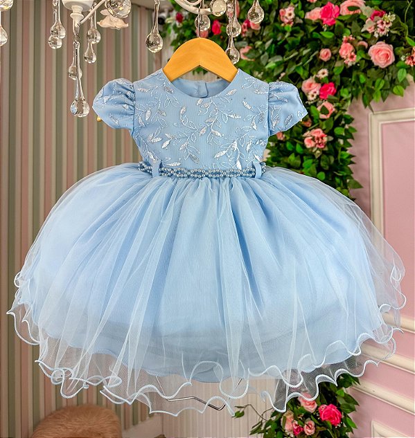 Vestido Menina Bonita Peito Renda Azul Bebe - Roupa Infantil|Lemelon Moda  Infantil e Bebê