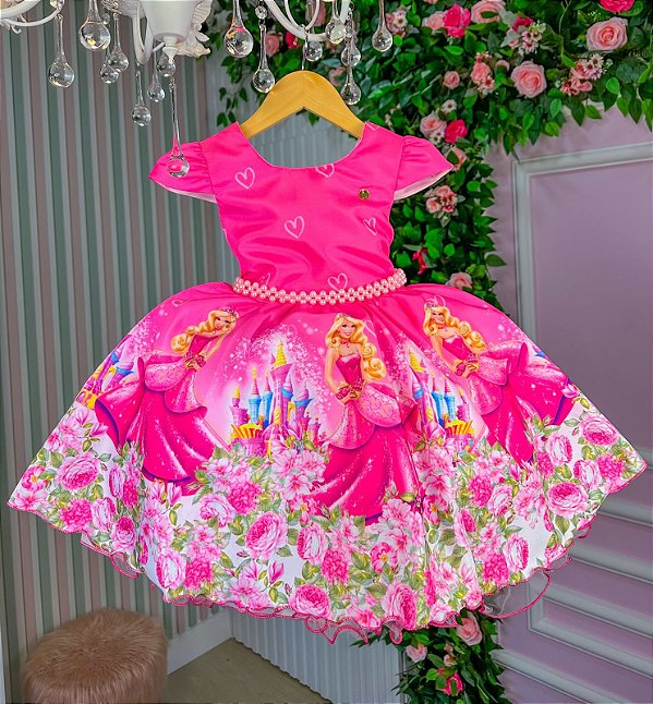 Vestido Temático Barbie Pink Tam.GG (8-9 Anos) - PopKids Store Moda Infantil