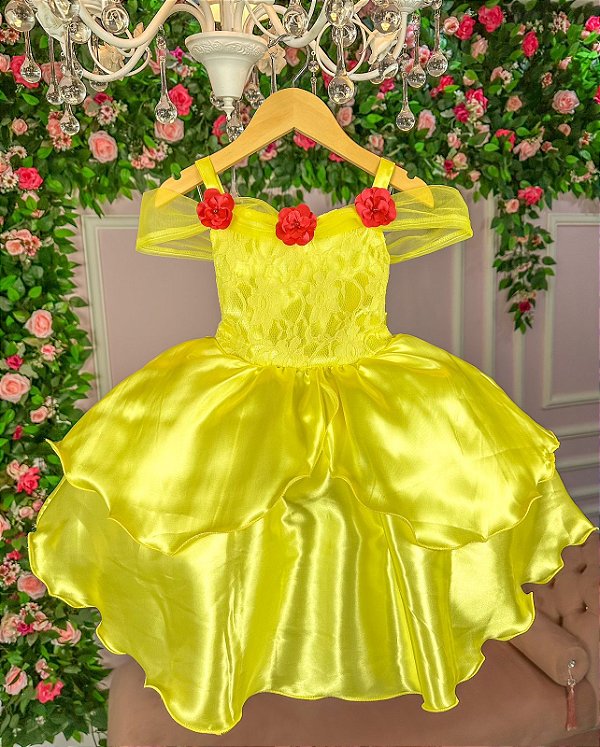 Vestido Tematicos Kids A Bela e a Fera Amarelo - Roupa Infantil|Lemelon  Moda Infantil e Bebê