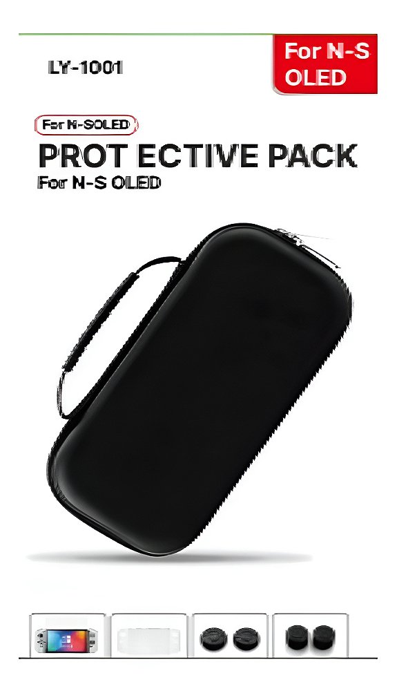 Case Capa Switch + Película Vidro + 4 Grips + Capa Tpu Oled Cor Preto