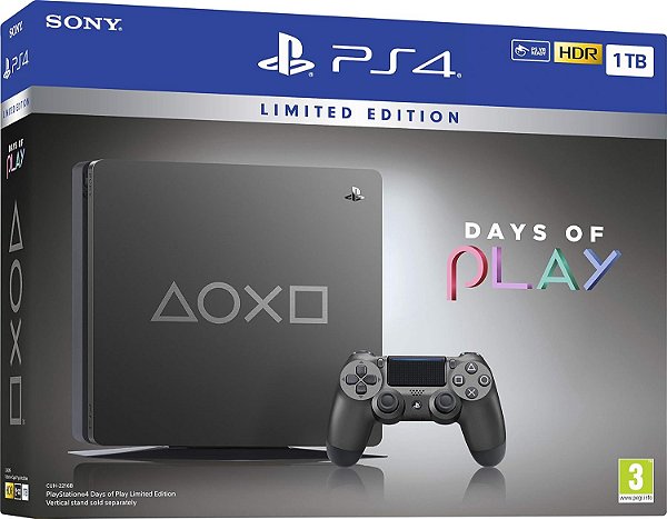 PlayStation 4 1 TB Edição Limitada Days Of Play - Cinza Semi Novo