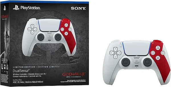 Controle Sem Fio Dualsense, Edição Limitada God Of War 20 Anos