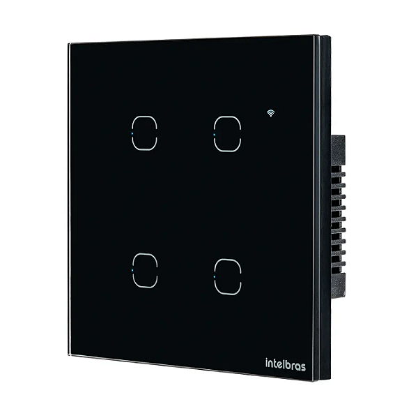 Interruptor Inteligente 4 Teclas Touch Wi-Fi Preto
