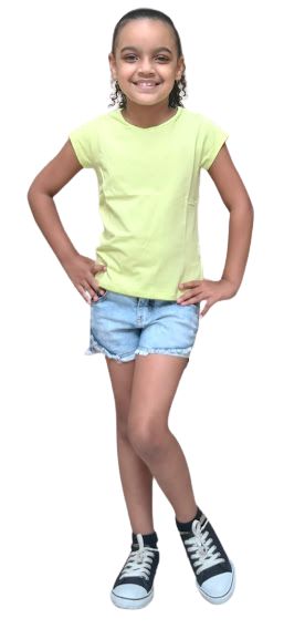 Camiseta Infantil Feminina Baby Look Boca Grande Verde Limão - Otoni Store