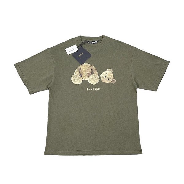 Camiseta Palm Angels Preta "Bear" Verde Musgo