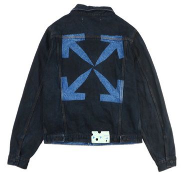 Jaqueta Jeans Off-White Azul Escura "Painting Sprayed"