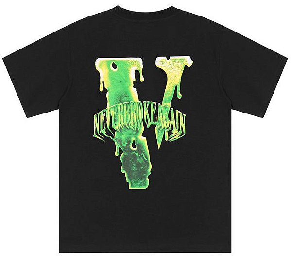 Camiseta Vlone Preta x Never Broke Again Green Logo