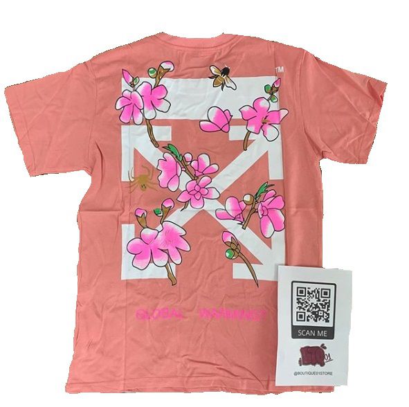Camiseta Rosa Off-White Logo Traseiro Cherry Blossom