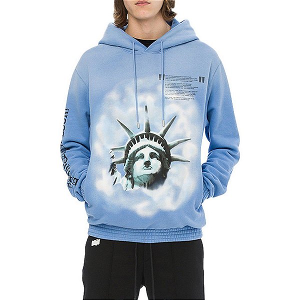 Moletom Off-White Azul Claro "Liberty" Estátua da Liberdade