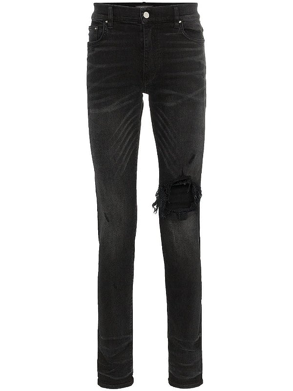 Calça Jeans Skinny Amiri Preta Destroyed