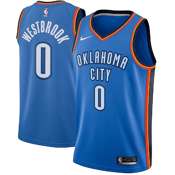 Camiseta NBA Basquete Oklahoma City 0 Westbrook 854 bordado