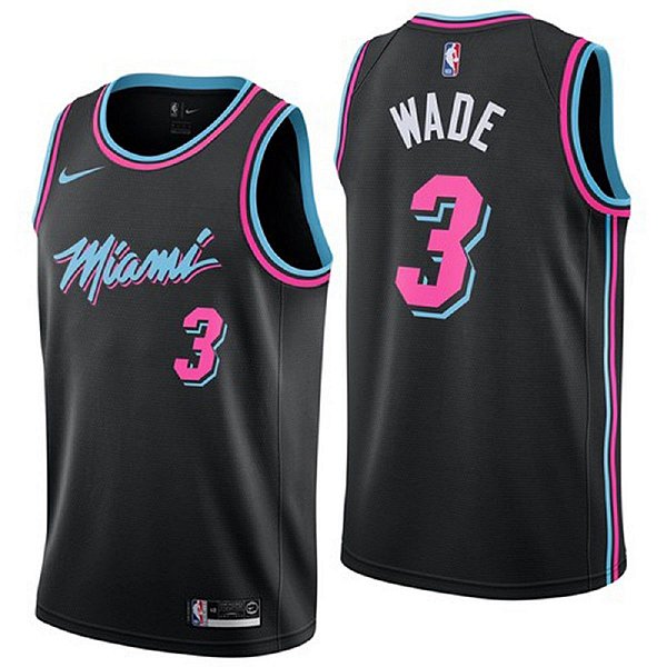 Camiseta NBA Basquete Miami Heat 3 Dwyane Wade 855 bordado