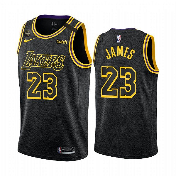 Camiseta Basquete LA Lakers James Lebron Black Mamba 907 bordado home