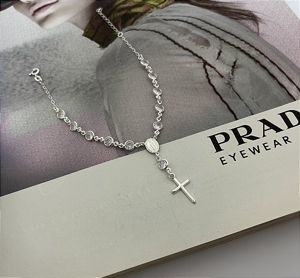 Pulseira de Terço com Zircônias Prata 925