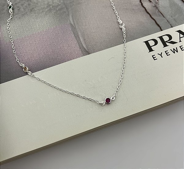 Colar com Zircônias Coloridas Prata 925