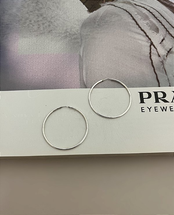 Argola Redonda 32mm Prata 925