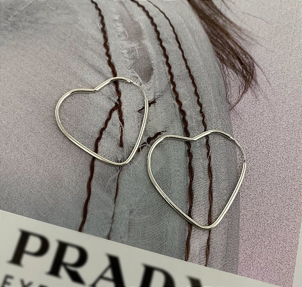 Argola de Coração 27mm Prata 925