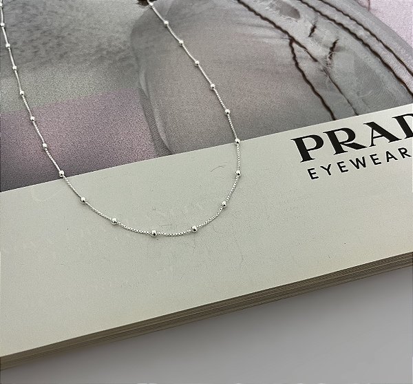 Colar Veneziana com Bolinhas Prata 925