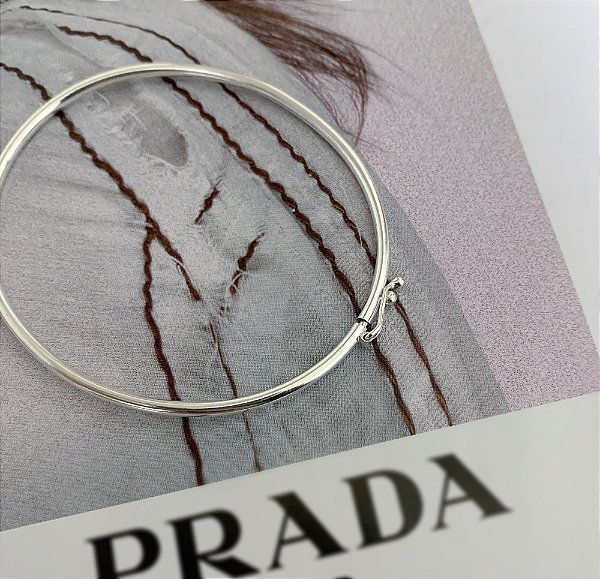 Bracelete Oval Aro Redondo Prata 925