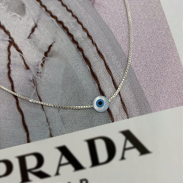 Choker Olho Grego em Madrepérola em Prata 295