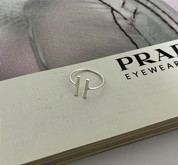 Anel Regulável Liso Dois Riscos Prata 925