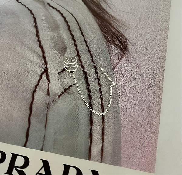 Piercing Fake com Corrente Prata 925