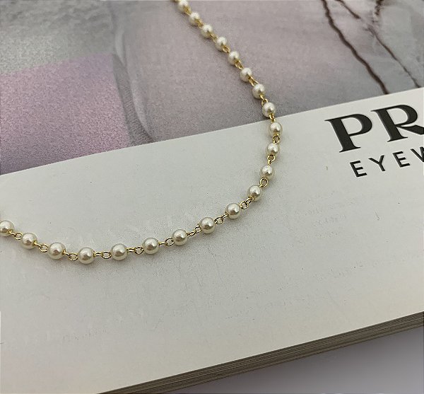 Colar Delicado de Pérolas Folheado a Ouro