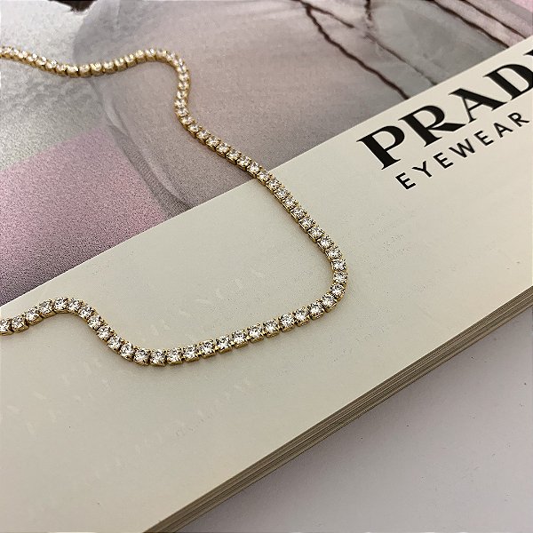 Choker Riviera Folheada a Ouro