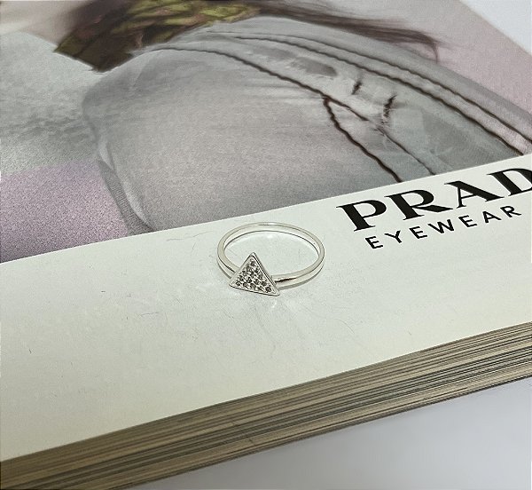 Anel Triângulo Cravejado Prata 925
