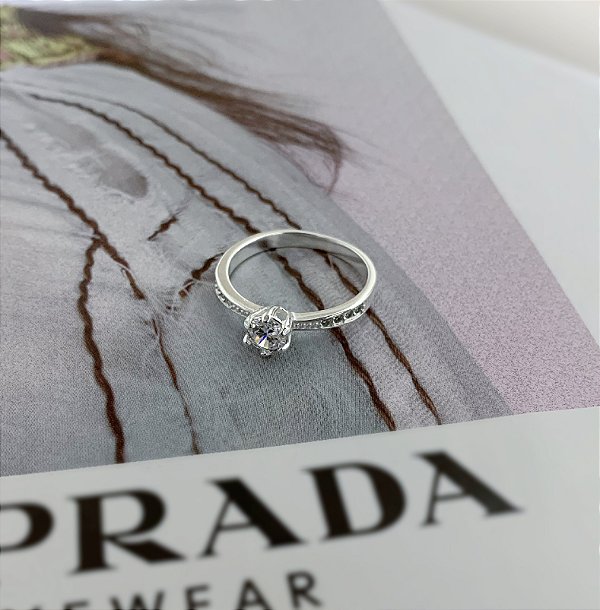 Anel Solitário Prata 925