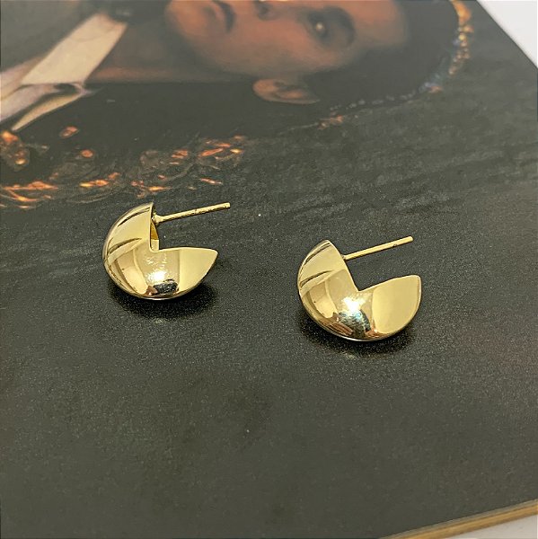 Argola Pac Man Folheado a Ouro