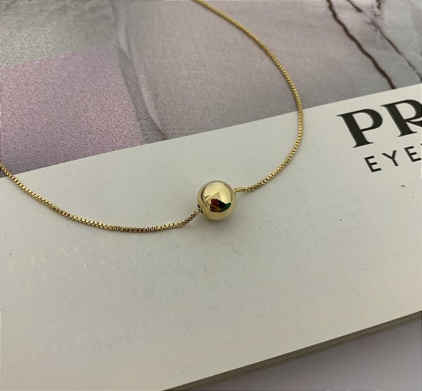 Colar Bola Única Folheado A Ouro