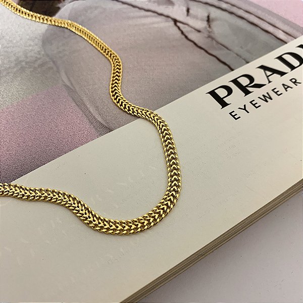 Choker de Malha Vazada Folheada A Ouro