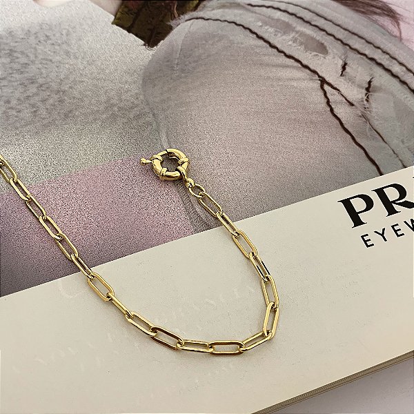 Pulseira de Elos com Fecho Boia Folheado a Ouro