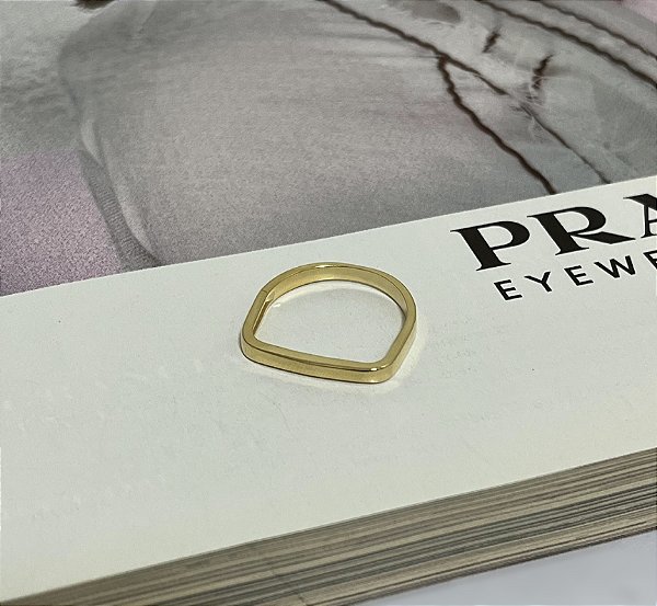 Anel Quadrado Slin Folheado a Ouro