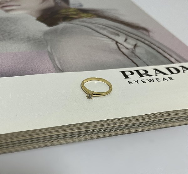 Anel Solitário Folheado a Ouro