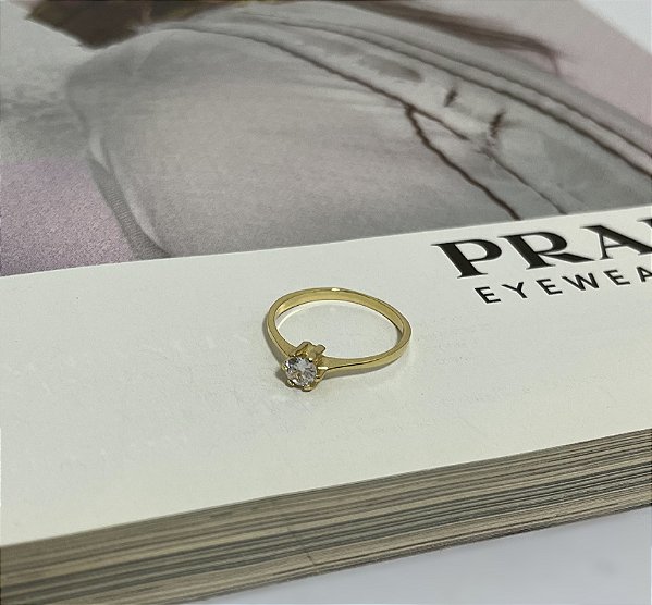 Anél Solitário Folheado a Ouro