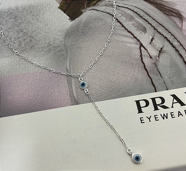 Colar Gravata Olho Grego Prata 925