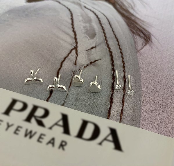 Trio de Brincos Coração e Rabo de Sereia em Prata 925