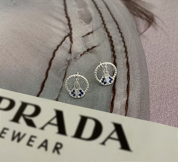 Brinco Círculo com Nossa Senhora Aparecida Cravejada com Zircônias em Prata 925