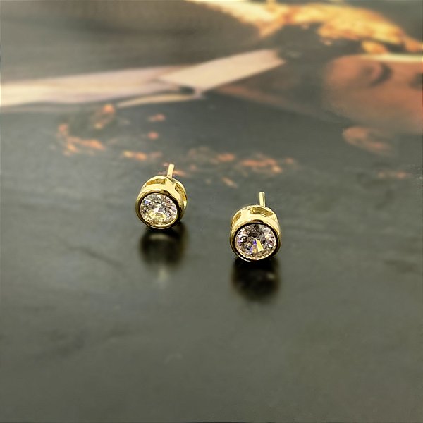 Brinco Ponto de Luz com Pedra de Zircônias Folheado a Ouro