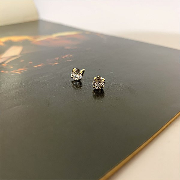 Brinco Ponto de Luz (P) com Pedra de Zircônias Folheado a Ouro