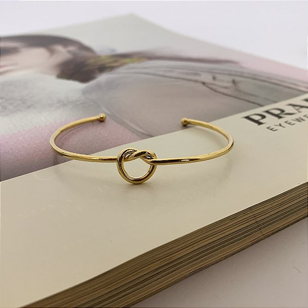 Bracelete com Nó Folheado a Ouro