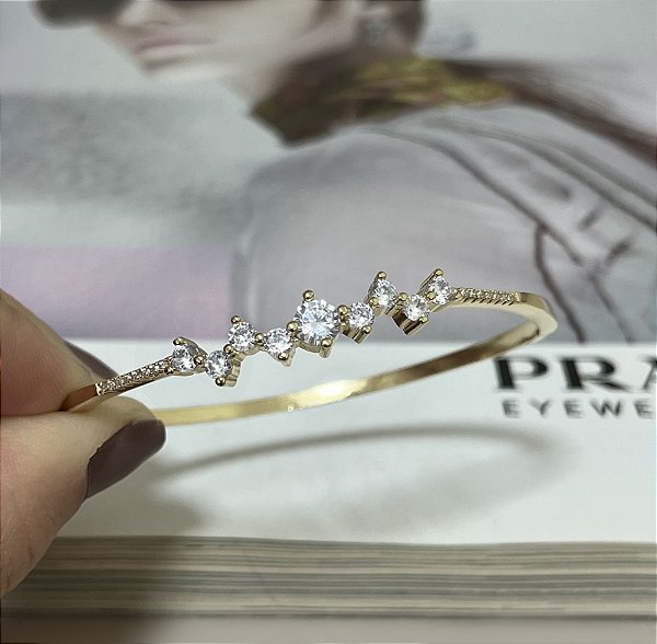 Bracelete Cravejado com Zircônias Folheado a Ouro